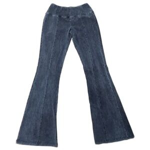 Vanilla Sky ANWND Womens Acid Wash Flare Leggings Seamed Split Hem Small NWT